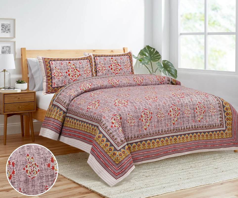 King Size Cotton Bedsheet. 90x108 inch approx. 1 Bedsheet 2 Pillow Covers.