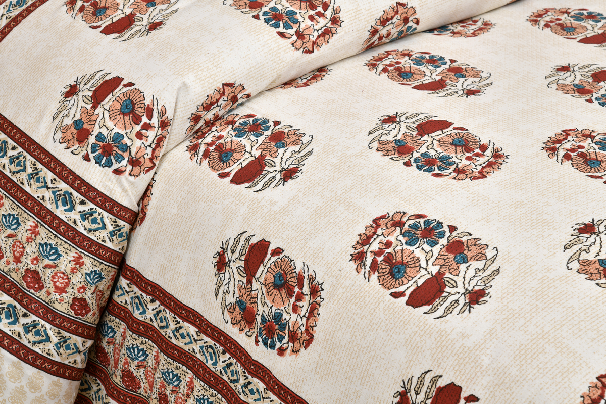 King Size Cotton Bedsheet. 90x108 inch approx. 1 Bedsheet 2 Pillow Covers.